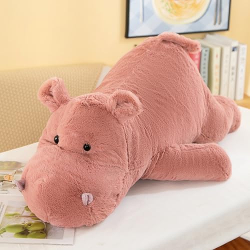 AQCQDQ Nilpferd Kuscheltier Rosa, Nilpferd Stofftier, Nilpferd Plüschtier, Realistische Nilpferd Plüsch Spielzeug für Wilde Tiere, Weich Hippo Puppe Geschenk für Freunde und Kinder (35CM) von AQCQDQ