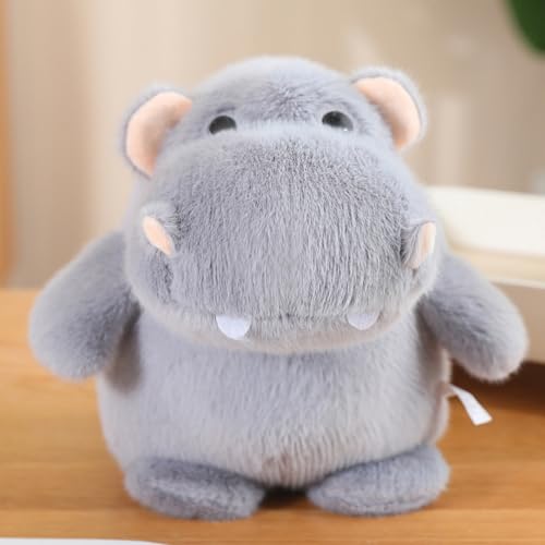 AQCQDQ Nilpferd Plüschtier, Nilpferd Kuscheltier, Nilpferd Stofftier, Nilpferd Plüsch Spielzeug Weiche Flauschige Schmusekissen Kinderzimmer Deko Wurfkissen Geschenke (22cm) von AQCQDQ