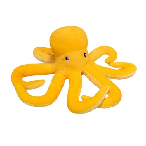 AQCQDQ Oktopus Kuscheltier, Wende Oktopus, Oktopus Plüsch Stofftier, Weich und Bequem Oktopus Kissen, zum Spielen und Kuscheln, Weiches Schmusetier für Mädchen, Jungen (30 cm,Gelb) von AQCQDQ