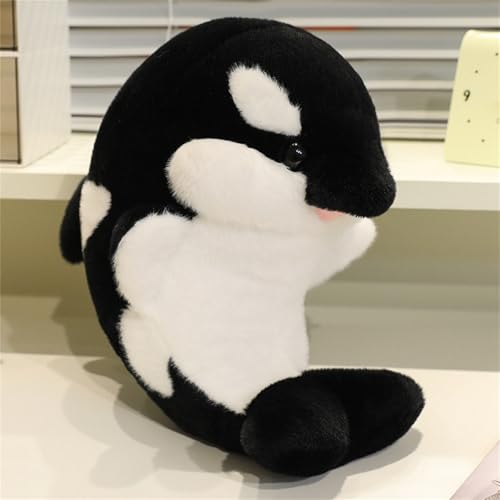 AQCQDQ Orca Kuscheltier, Weich und Bequem Orca Plüschpuppe, Wal Kuscheltier, Niedliches Wal Stofftier zum Kuscheln & Spielen, Geschenk für Freunde und Kinder (50 cm,Schwarz) von AQCQDQ