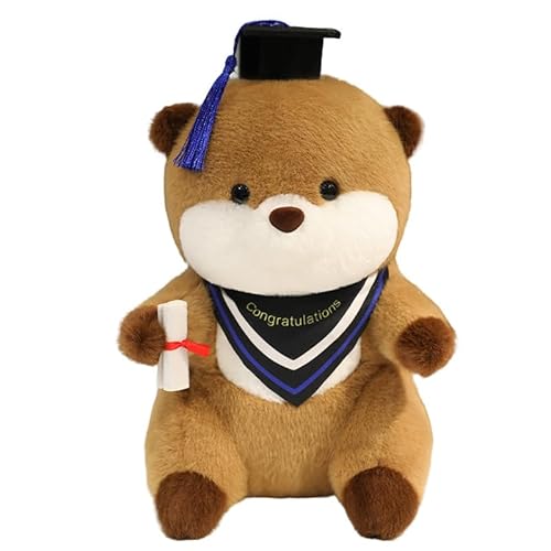 AQCQDQ Otter Kuscheltier, Otter Kissen Kuscheltier Flauschig, Graduation Season Student Bachelor Otter Plush Toy, Geschenk für Kinder Erwachsen (25 cm,Blau) von AQCQDQ
