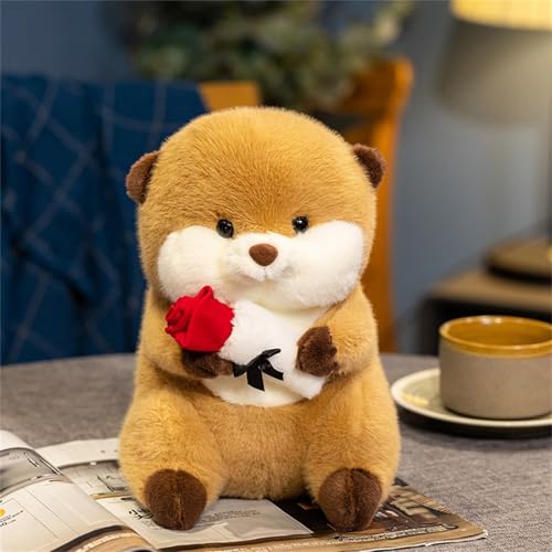 AQCQDQ Otter Kuscheltier Murmeltier Plüschtiere 25 cm, Süßes Otter Spielzeug Murmeltier Stofftier Flauschig Kissen Zum Kuscheln, Spielen, Cartoon Tiere Geschenk Für Mädchen Kinder (#A) von AQCQDQ
