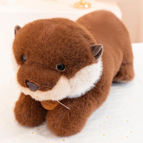 AQCQDQ Otter Plüschtier, Stofftier Otter Kuscheltier, Plüsch Otter zum Kuscheln & Spielen Plüsch Spielzeug Kawaii Deko Plushie Puppen Stofftier Geschenke Für Kinder (26cm,Braun-L) von AQCQDQ