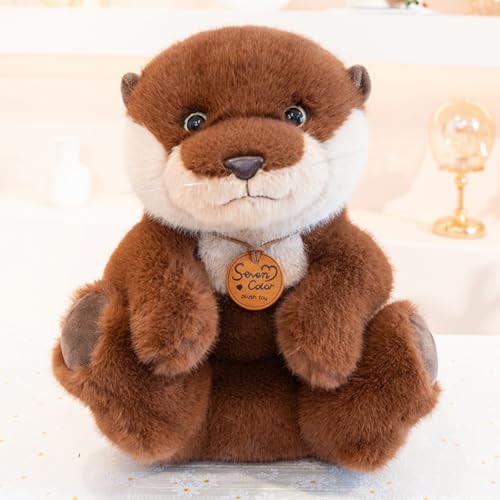 AQCQDQ Otter Plüschtier, Stofftier Otter Kuscheltier, Plüsch Otter zum Kuscheln & Spielen Plüsch Spielzeug Kawaii Deko Plushie Puppen Stofftier Geschenke Für Kinder (36cm,Braun-S) von AQCQDQ