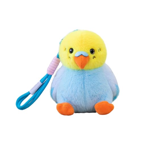 AQCQDQ Papagei Kuscheltier, 16 cm Pelzige Vogel-Plüschpuppe, Niedlicher Kleiner Vogel Schlüsselanhänger, Plüsch Papagei Stofftier, Geschenk für Kinder (B) von AQCQDQ