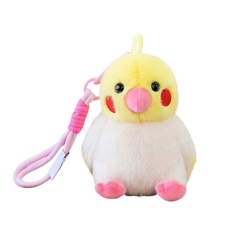 AQCQDQ Papagei Kuscheltier, 16 cm Pelzige Vogel-Plüschpuppe, Niedlicher Kleiner Vogel Schlüsselanhänger, Plüsch Papagei Stofftier, Geschenk für Kinder (E) von AQCQDQ