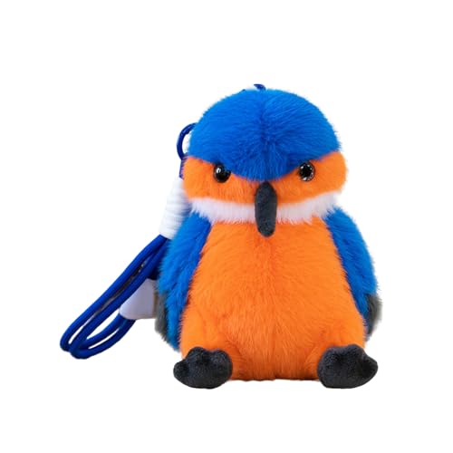 AQCQDQ Papagei Kuscheltier, 16 cm Pelzige Vogel-Plüschpuppe, Niedlicher Kleiner Vogel Schlüsselanhänger, Plüsch Papagei Stofftier, Geschenk für Kinder (F) von AQCQDQ