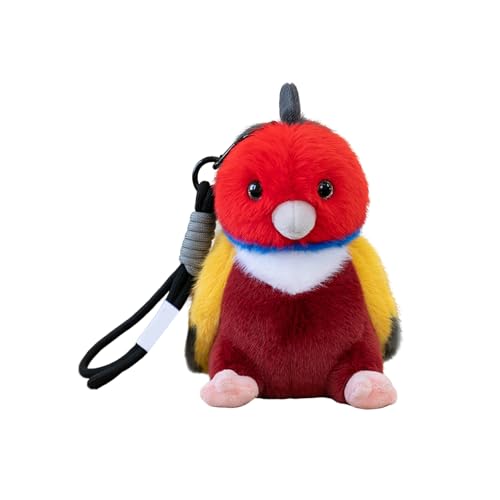 AQCQDQ Papagei Kuscheltier, 16 cm Pelzige Vogel-Plüschpuppe, Niedlicher Kleiner Vogel Schlüsselanhänger, Plüsch Papagei Stofftier, Geschenk für Kinder (I) von AQCQDQ