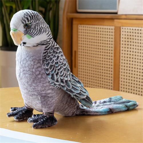AQCQDQ Papagei Kuscheltier, Simulation Papagei Figur Plüschtier Spielzeug Deko, Vogel Kuscheltier Plüschpuppe Fliegende Vögel Stofftier Plushies Geschenke Für Kinder (Grau) von AQCQDQ