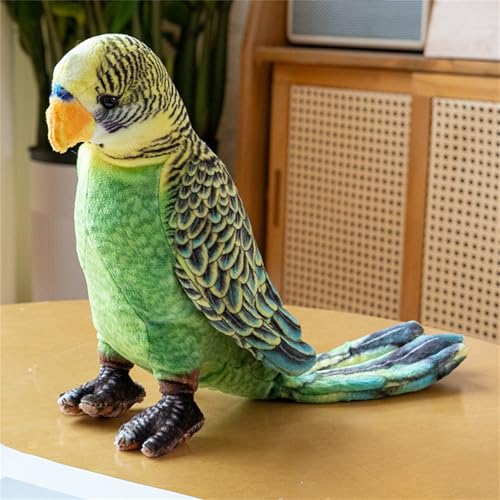 AQCQDQ Papagei Kuscheltier, Simulation Papagei Figur Plüschtier Spielzeug Deko, Vogel Kuscheltier Plüschpuppe Fliegende Vögel Stofftier Plushies Geschenke Für Kinder (Grün) von AQCQDQ