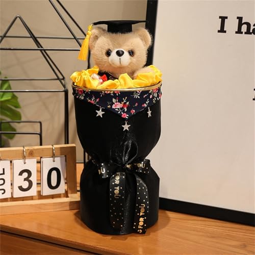 AQCQDQ Personalisierter Abschluss Teddybär, 32 cm Teddybär Plüschtier, Niedliches Spielzeug,Bachelor Geschenk Teddybär Niedlicher Teddybär Mini Teddybär,Geschenke zum Bachelor Abschluss (Gelber) von AQCQDQ