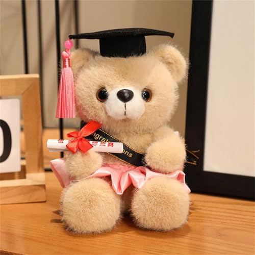 AQCQDQ Personalisierter Abschluss Teddybär, Teddybär Plüschtier, Niedliches Spielzeug,Bachelor Geschenk Teddybär Niedlicher Teddybär Mini Teddybär,Geschenke zum Bachelor Abschluss (18cm,rosa) von AQCQDQ