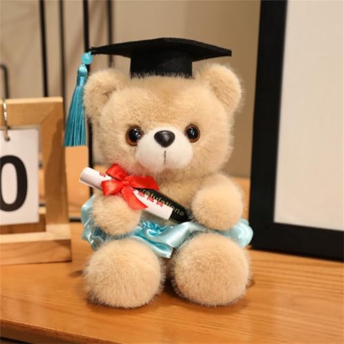 AQCQDQ Personalisierter Abschluss Teddybär, Teddybär Plüschtier, Niedliches Spielzeug,Bachelor Geschenk Teddybär Niedlicher Teddybär Mini Teddybär,Geschenke zum Bachelor Abschluss (18cm,hellblau) von AQCQDQ