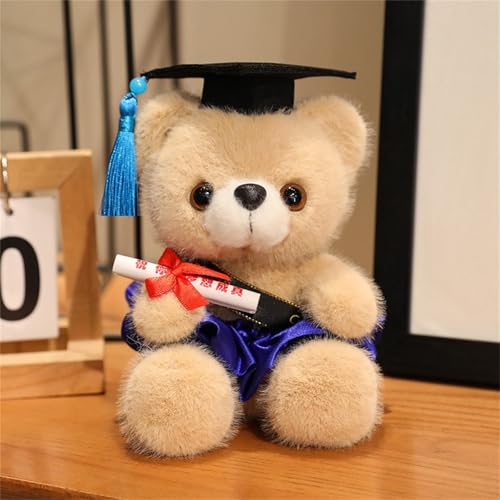 AQCQDQ Personalisierter Abschluss Teddybär, Teddybär Plüschtier, Niedliches Spielzeug,Bachelor Geschenk Teddybär Niedlicher Teddybär Mini Teddybär,Geschenke zum Bachelor Abschluss (18cm,saphirblau) von AQCQDQ