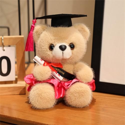 AQCQDQ Personalisierter Abschluss Teddybär, Teddybär Plüschtier, Niedliches Spielzeug,Bachelor Geschenk Teddybär Niedlicher Teddybär Mini Teddybär,Geschenke zum Bachelor Abschluss (18cm,rosarot) von AQCQDQ