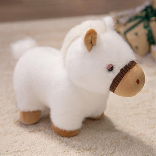 AQCQDQ Pferd Kuscheltier, Pferd Stofftiere Plüsch Spielzeug, Pony Kuscheltier, Kuscheltiere Süß, Flauschiges Stofftier für Kinder Jungen Mädchen Geburtstagsgeschenk (25 cm,Weiß) von AQCQDQ