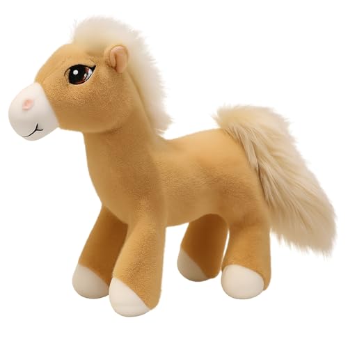 AQCQDQ Pferd Kuscheltier, Plüsch Pferd, Kämmpferd Plüschpferd Plüsch Spielzeug, zum Spielen und Kuscheln, für Mädchen, Jungen, Babys (20 cm,Khaki) von AQCQDQ