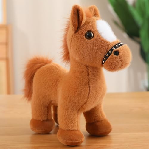 AQCQDQ Pferd Kuscheltier, Plüsch Pferd Kämmpferd Plüschpferd Plüsch Spielzeug, zum Spielen und Kuscheln, Weiches Schmusetier für Mädchen, Jungen, Babys (20 cm,Hellbraun) von AQCQDQ