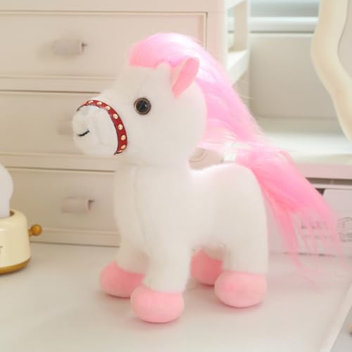 AQCQDQ Pferd Kuscheltier, Plüsch Pferd Kämmpferd Plüschpferd Plüsch Spielzeug, zum Spielen und Kuscheln, Weiches Schmusetier für Mädchen, Jungen, Babys (25 cm,Weiß) von AQCQDQ