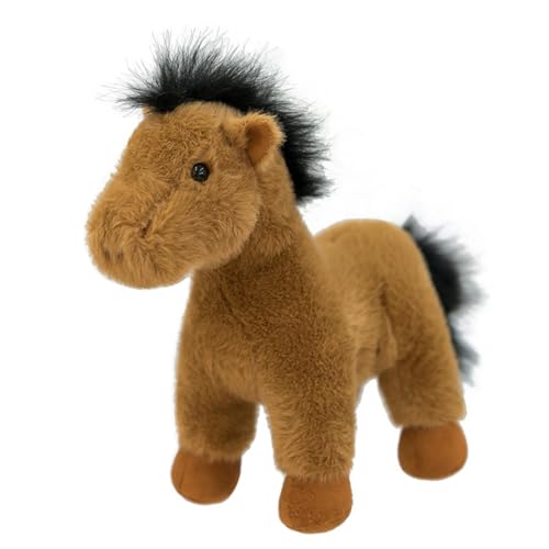 AQCQDQ Pferd Kuscheltier, Plüsch Pferd Kämmpferd Plüschpferd Plüsch Spielzeug, zum Spielen und Kuscheln, Weiches Schmusetier für Mädchen, Jungen, Babys (30 cm,Dunkelbraun) von AQCQDQ