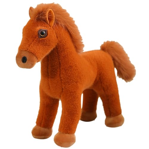 AQCQDQ Pferd Kuscheltier, Plüsch Pferd Kämmpferd Spielzeug, zum Spielen und Kuscheln, Weiches Schmusetier für Mädchen, Jungen, Babys (30 cm,Dunkelbraun) von AQCQDQ