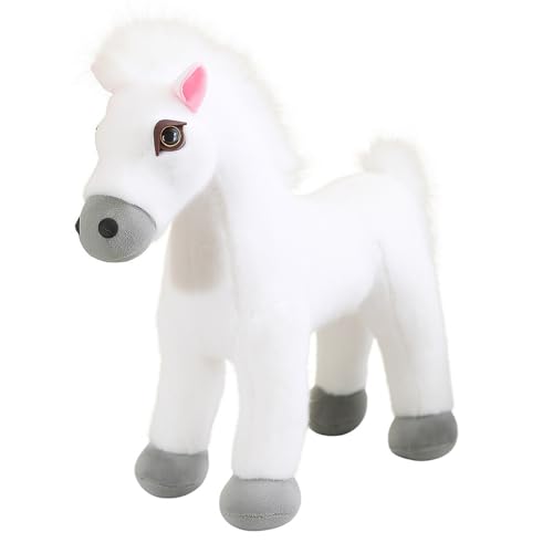 AQCQDQ Pferd Kuscheltier, Plüsch Pferd Kämmpferd Spielzeug, zum Spielen und Kuscheln, Weiches Schmusetier für Mädchen, Jungen, Babys (30 cm,Weiß) von AQCQDQ