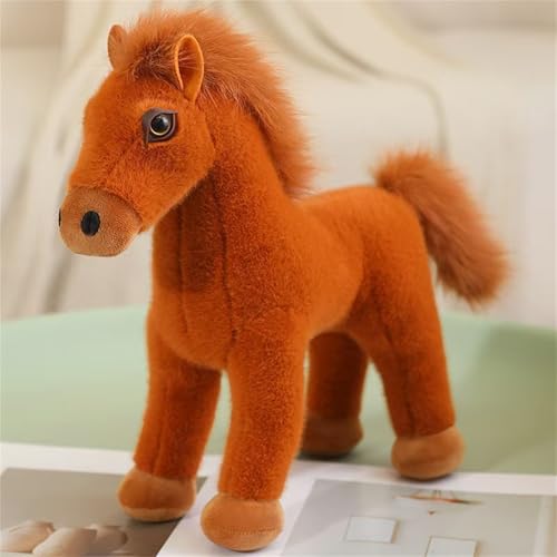 AQCQDQ Pferd Kuscheltier, Plüsch Pferd Spielzeug, Pony Plüschtier, Pferd Plüschtier Stofftier, für Tierthema Party Geburtstags Dekorationszubehör (20 cm,Dunkelbraun) von AQCQDQ