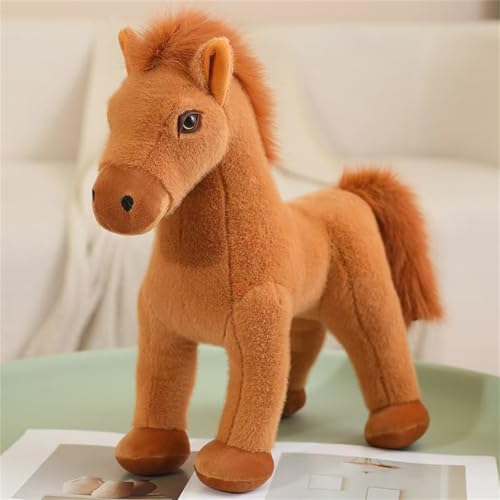 AQCQDQ Pferd Kuscheltier, Plüsch Pferd Spielzeug, Pony Plüschtier, Pferd Plüschtier Stofftier, für Tierthema Party Geburtstags Dekorationszubehör (20 cm,Hellbraun) von AQCQDQ
