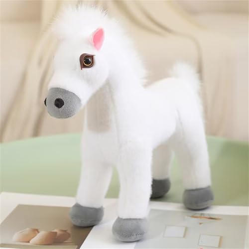 AQCQDQ Pferd Kuscheltier, Plüsch Pferd Spielzeug, Pony Plüschtier, Pferd Plüschtier Stofftier, für Tierthema Party Geburtstags Dekorationszubehör (20 cm,Weiß) von AQCQDQ