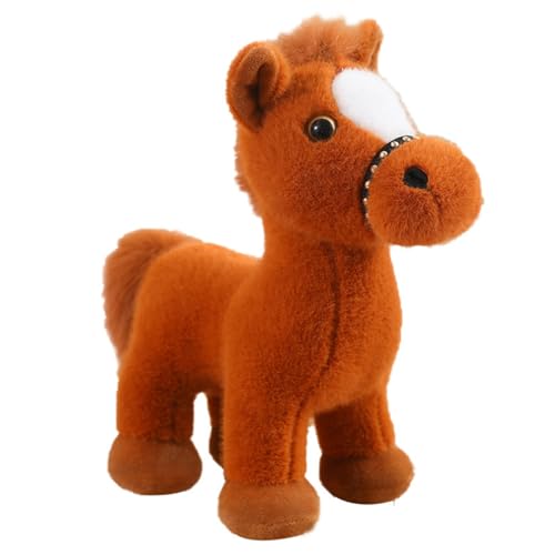 AQCQDQ Pferd Kuscheltier, Plüsch Pferd Spielzeug, zum Spielen und Kuscheln, Weiches Schmusetier für Mädchen, Jungen, Babys (20 cm,Dunkelbraun) von AQCQDQ