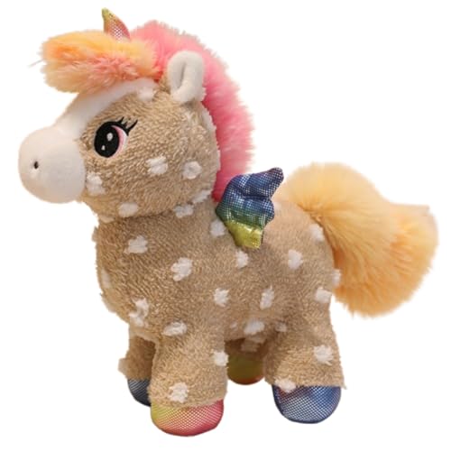 AQCQDQ Pferd Kuscheltier, Plüsch Pferd Spielzeug, zum Spielen und Kuscheln, Weiches Schmusetier für Mädchen, Jungen, Babys (30 cm,Braun+) von AQCQDQ