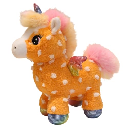 AQCQDQ Pferd Kuscheltier, Plüsch Pferd Spielzeug, zum Spielen und Kuscheln, Weiches Schmusetier für Mädchen, Jungen, Babys (30 cm,Orange+) von AQCQDQ