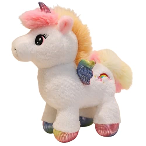 AQCQDQ Pferd Kuscheltier, Plüsch Pferd Spielzeug, zum Spielen und Kuscheln, Weiches Schmusetier für Mädchen, Jungen, Babys (30 cm,Weiß+) von AQCQDQ