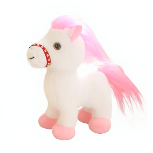 AQCQDQ Pferd Kuscheltier, Plüschtier Pferd Kämmpferd Plüschpferd Plüsch Spielzeug, zum Spielen und Kuscheln, Weiches Schmusetier für Mädchen, Jungen, Babys (25 cm,Weiß) von AQCQDQ