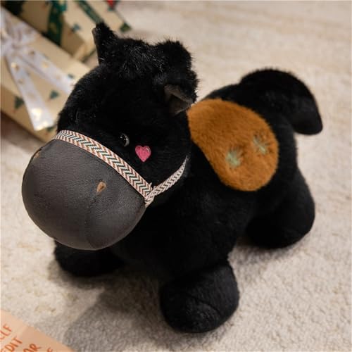 AQCQDQ Pferd Kuscheltier, Simulation Pferd Plüschtiere, Pferd für Kinder, Weiche Flauschig Stofftier Pony Plüsch Puppe, Geschenk für Freunde und Kinder (35 cm,Schwarz) von AQCQDQ