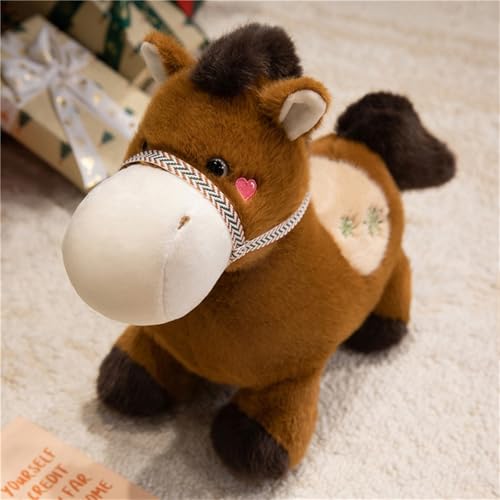 AQCQDQ Pferd Kuscheltier, Simulation Pferd Plüschtiere, Pferd für Kinder, Weiche Flauschig Stofftier Pony Plüsch Puppe, Geschenk für Freunde und Kinder (45 cm,Braun) von AQCQDQ