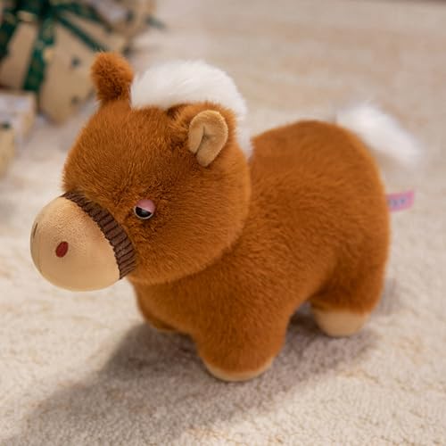 AQCQDQ Pferd Kuscheltier, plüschtier Pferd Spielzeug, zum Spielen und Kuscheln, Weiches Schmusetier für Mädchen, Jungen, Babys (45 cm,Braun) von AQCQDQ