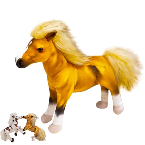 AQCQDQ Pferd Kuscheltier Plüschtier Pferd Lebensecht Stehend Puppe Stofftier Simulation Kuscheliges Stofftier Pony für Kinder (32 cm,Schwitzen) von AQCQDQ