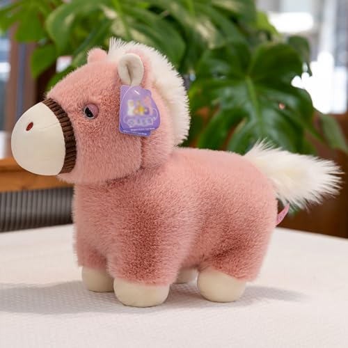 AQCQDQ Pferd Plüschtier, Pferd Kuscheltier, Realistische Pferde Puppe, Stehend Pony Horse Plush Toy, Weiches Pferd Plüsch Simulation Kuscheltier Klein Plüsch Pferd (35cm,Rosa) von AQCQDQ