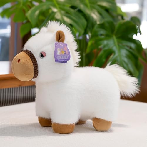 AQCQDQ Pferd Plüschtier, Pferd Kuscheltier, Realistische Pferde Puppe, Stehend Pony Horse Plush Toy, Weiches Pferd Plüsch Simulation Kuscheltier Klein Plüsch Pferd (35cm,Weiß) von AQCQDQ