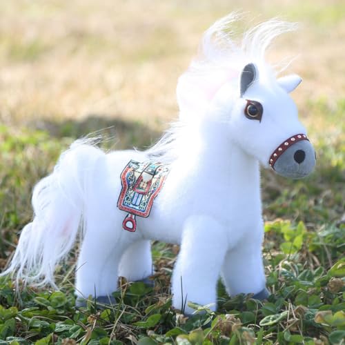 AQCQDQ Pferd Plüschtier, Stofftier Pferd Pony Stehend, Niedliche Simulation Pferd Puppe Puppenkissen, Lebensecht Stehend Pferd Plüsch Spielzeug Geschenk für Kinder (28cm,Weiß) von AQCQDQ