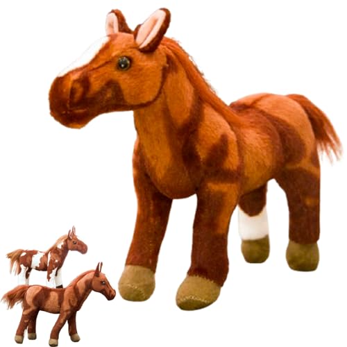 AQCQDQ Pferd Plüschtier Groß,Pferd Plüschtier XXL,Stehend Pony Horse Plush Toy Simulation Kuscheltier Pferd Plüschtier, Dekoration für Wohnzimmer Schlafzimmer (50 cm,Blood Horse) von AQCQDQ