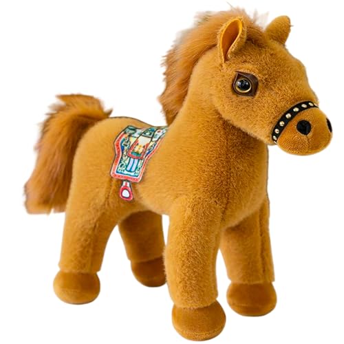 AQCQDQ Pferd Plüschtier Lebensecht Stehend Pferd Plüsch Spielzeug Weiches Pferd Plüschtier für Wohnzimmer Freundin Geschenk (30 cm,Light Brown A) von AQCQDQ