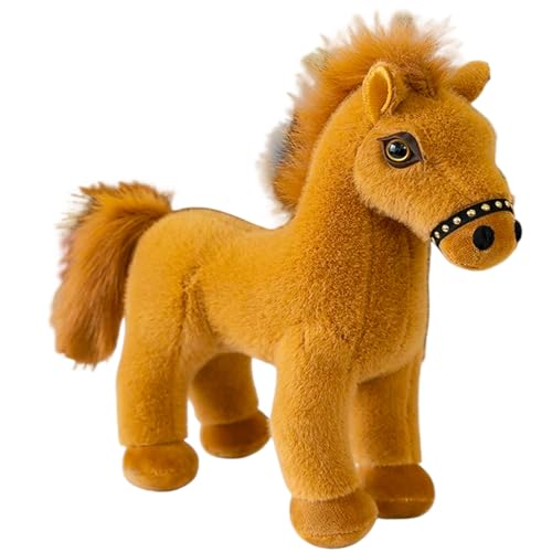 AQCQDQ Pferd Plüschtier Lebensecht Stehend Pferd Plüsch Spielzeug Weiches Pferd Plüschtier für Wohnzimmer Freundin Geschenk (30 cm,Light Brown B) von AQCQDQ