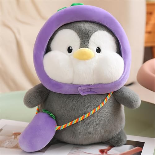 AQCQDQ Pinguin Kuscheltier, Pinguine Plüschtier Aus Madagascar – 3 in 1 Stofftier Weiche Spielzeug, Pinguin Puppe Plüsch Umarmungskissen Tier Kissen Dekokissen (35 cm,Aubergine) von AQCQDQ