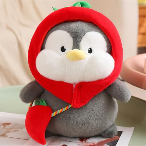 AQCQDQ Pinguin Kuscheltier, Pinguine Plüschtier Aus Madagascar – 3 in 1 Stofftier Weiche Spielzeug, Pinguin Puppe Plüsch Umarmungskissen Tier Kissen Dekokissen (35 cm,Chili) von AQCQDQ