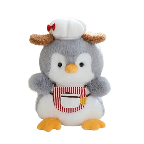 AQCQDQ Pinguin Kuscheltier, Süße Koch-Pinguin-Plüschpuppe, Stofftier Schmusetier zum Kuscheln & Spielen, Geschenk für Mädchen, Jungen & Babys (Grau,17 cm) von AQCQDQ