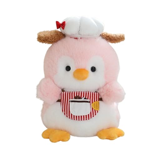 AQCQDQ Pinguin Kuscheltier, Süße Koch-Pinguin-Plüschpuppe, Stofftier Schmusetier zum Kuscheln & Spielen, Geschenk für Mädchen, Jungen & Babys (Rosa,17 cm) von AQCQDQ
