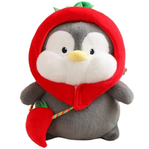 AQCQDQ Pinguin Kuscheltier, Süßes Kuscheltier Plüsch Pinguin mit Hut, Niedlicher Pinguin Stofftier Plüschtier, zum Spielen und Kuscheln Schmusetier Mädchen, Jungen, Babys (23 cm,Pinguin Paprika) von AQCQDQ