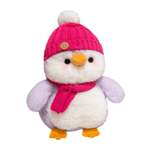 AQCQDQ Pinguin Kuscheltier, Süßes Kuscheltier Plüsch Pinguin mit Hut, Pinguin Stofftier Plüschtier, zum Spielen und Kuscheln Weiches Schmusetier Mädchen, Jungen, Babys (30 cm,Rot) von AQCQDQ